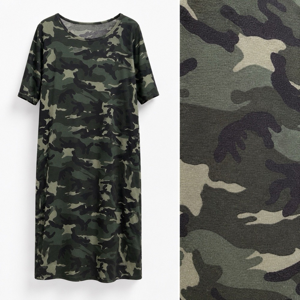 Lularoe Julia Dress Camo 3XL Stretch T-Shirt Sheath Casual Grunge Militarycore‎